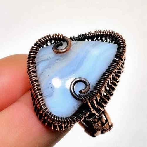 Ocean’s Whisper – Blue Lace Agate Copper Ring