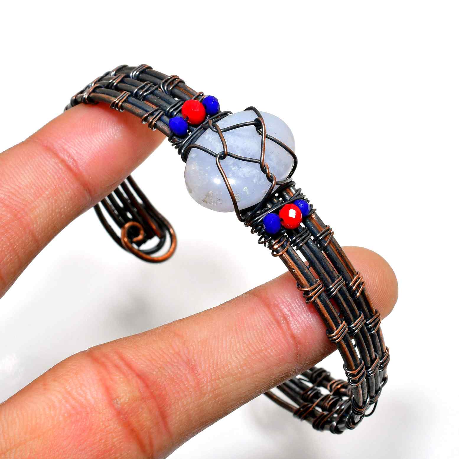 Serenity’s Balance – Natural Stone Copper Wire Bracelet