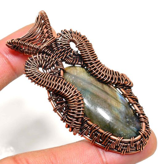 Enchanted Labyrinth – Labradorite & Oxidized Copper Pendant