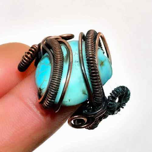Turquoise Embrace – Oxidized Copper Healing Ring