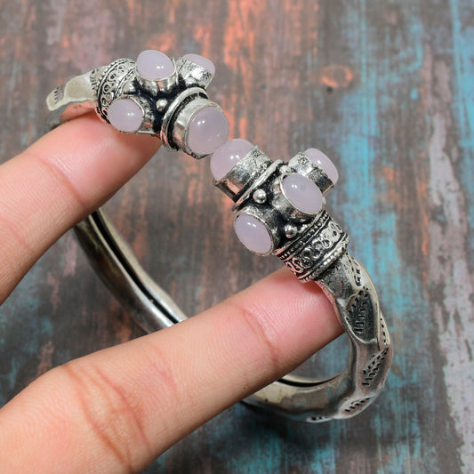 Serenity’s Embrace – Rose Quartz Silver Bracelet