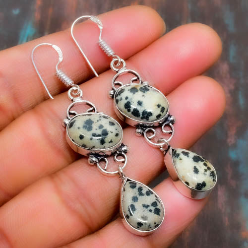 Spotted Spirit – Dalmatian Jasper Sterling Silver Earrings
