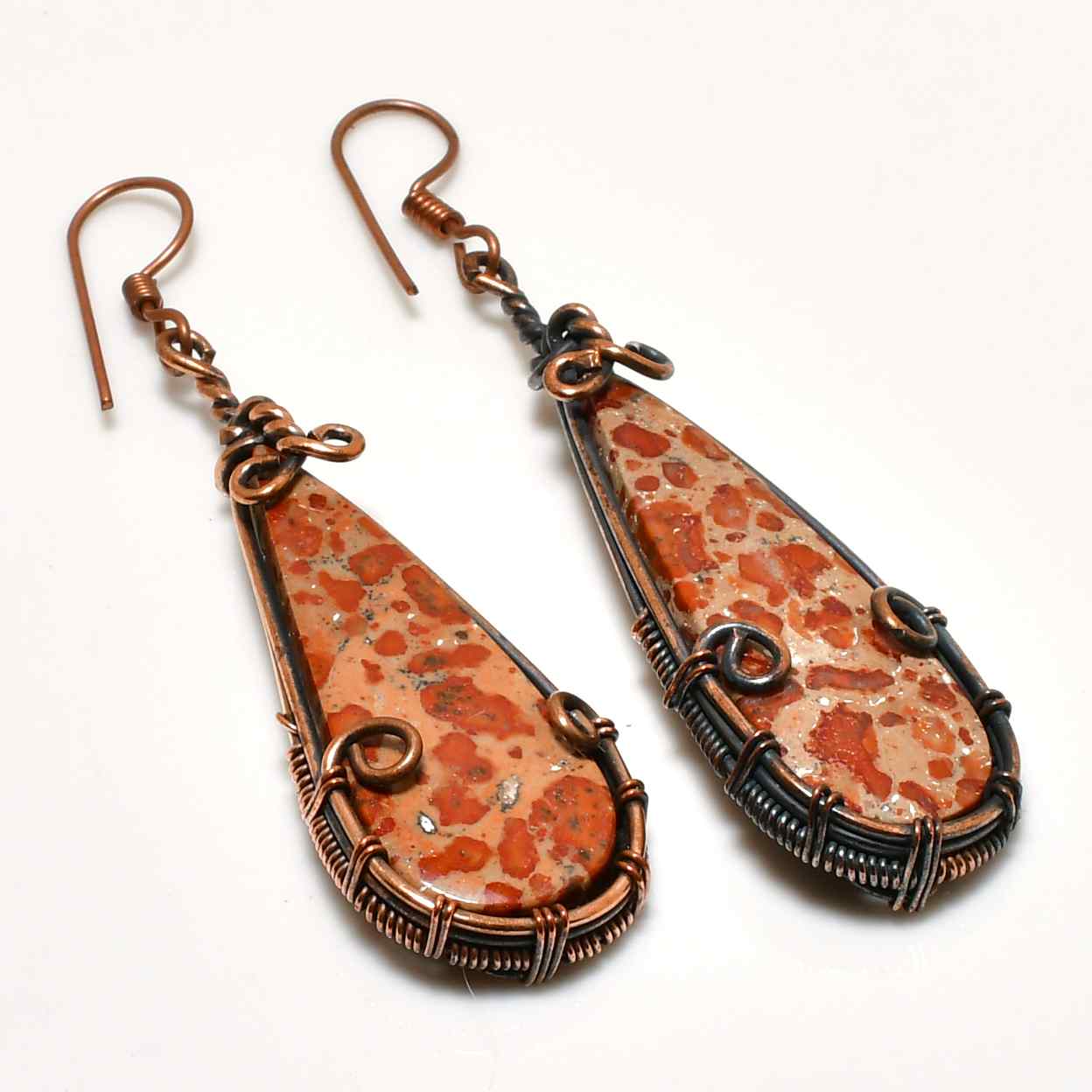 Gaia’s Balance – Jasper & Copper Wirework Earrings