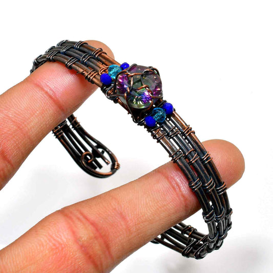 Celestial Harmony – Wire-Wrapped Crystal Bracelet