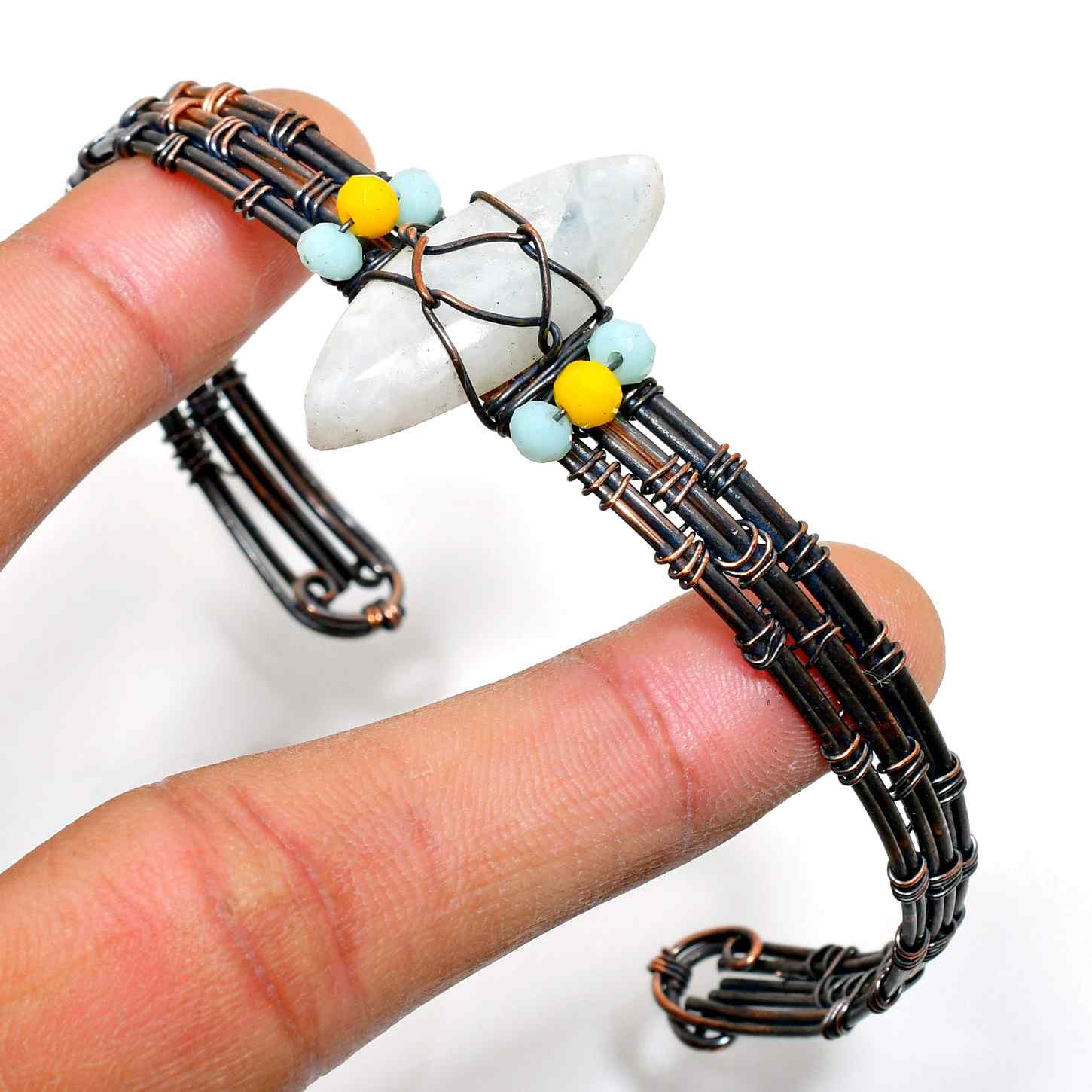 Luna’s Whisper – Moonstone Wire Bracelet