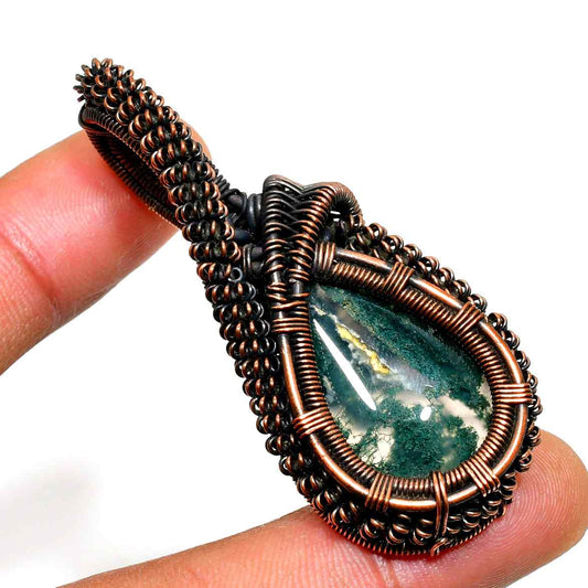 Verdant Roots – Tree Agate Copper Pendant
