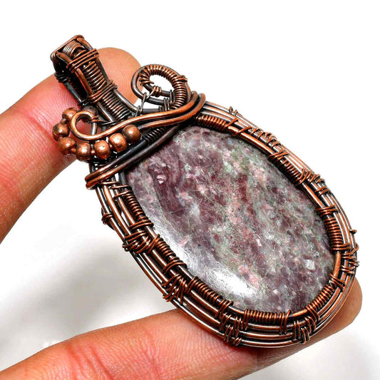Gaia’s Embrace – Oxidized Copper & Natural Stone Pendant