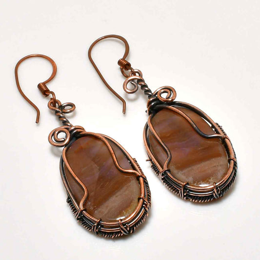 Selene’s Embrace – Amethyst Copper Earrings