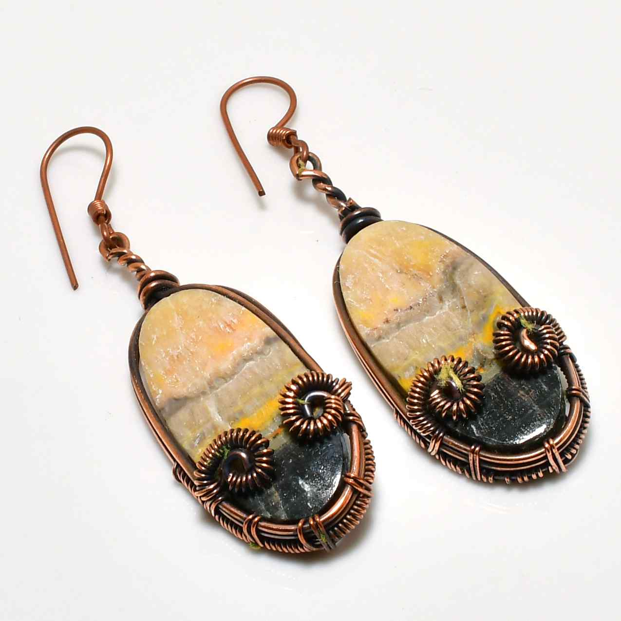 Aria’s Charm – Copper-Wrapped Gemstone Earrings