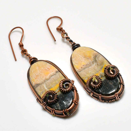 Aria’s Charm – Copper-Wrapped Gemstone Earrings