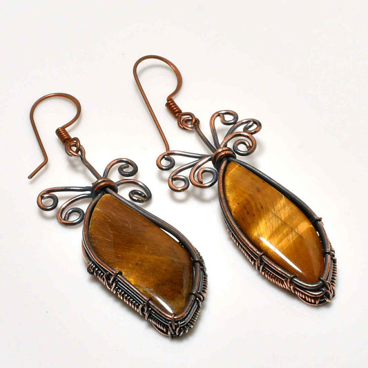 Golden Whispers – Tiger’s Eye & Copper Earrings
