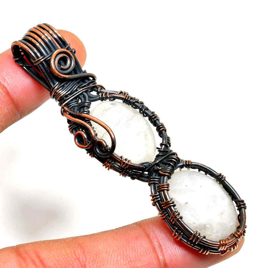 Moonlit Embrace – Antique Copper Moonstone Pendant