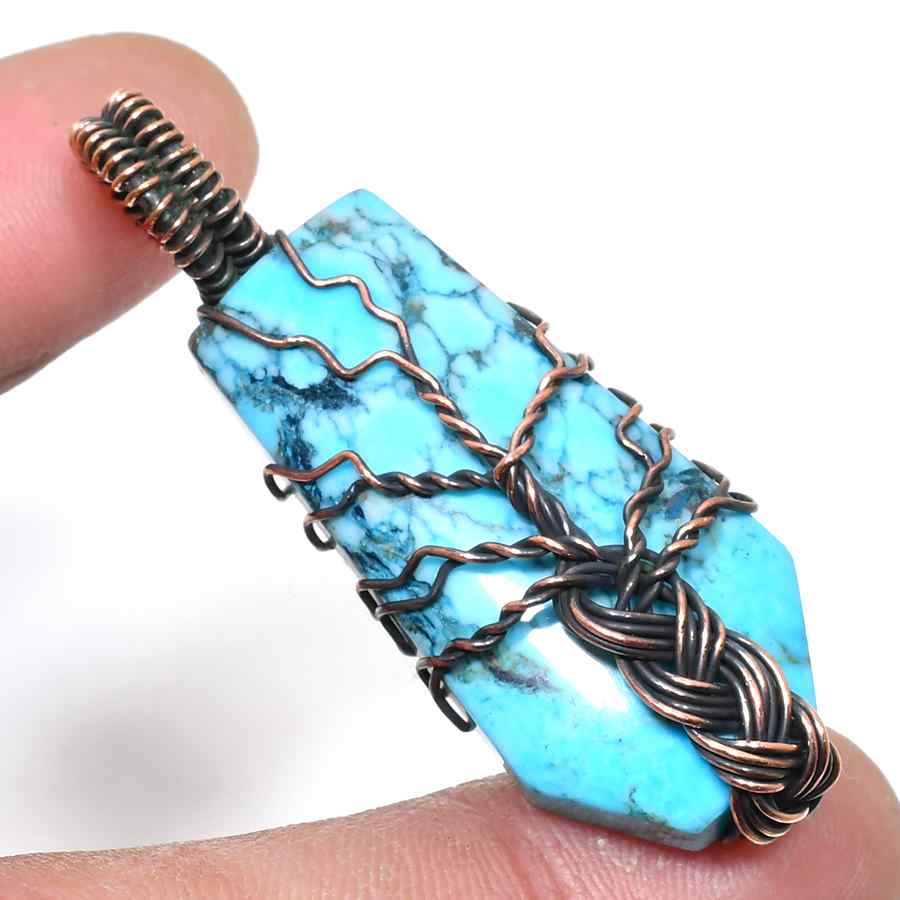 Turquoise Tranquility – Hand-Wrapped Copper Pendant