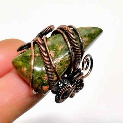 Gaia’s Embrace – Green Stone Copper Pendant