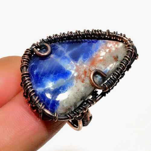 Celestial Harmony – Lapis Lazuli & Aged Copper Ring