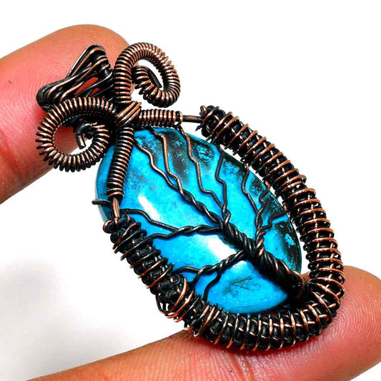 Azure Dream – Copper-Wrapped Blue Stone Pendant
