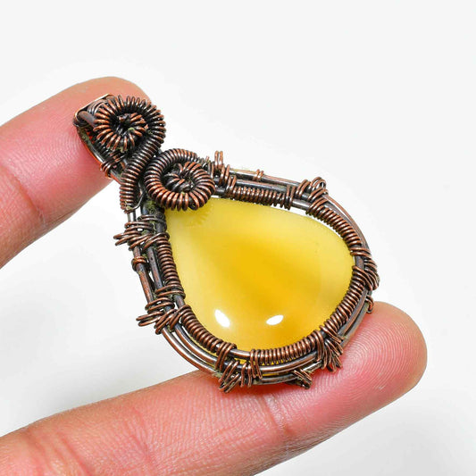 Aurora’s Joy – Yellow Jade & Copper Pendant