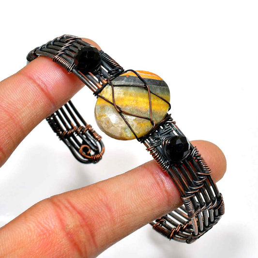 Earth’s Embrace – Copper-Wrapped Gemstone Bracelet