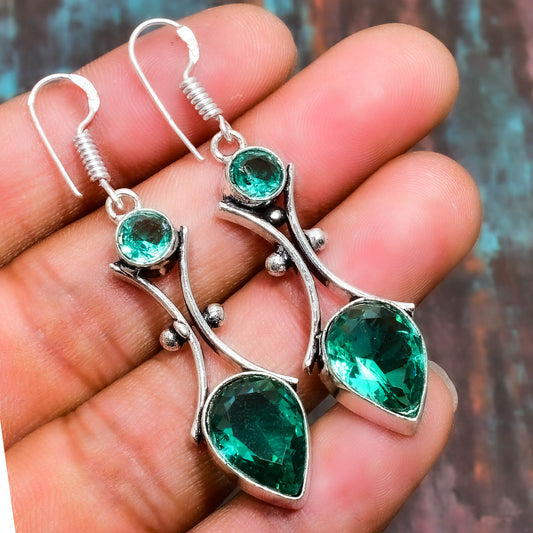 Emerald Serenity – Sterling Silver Earrings