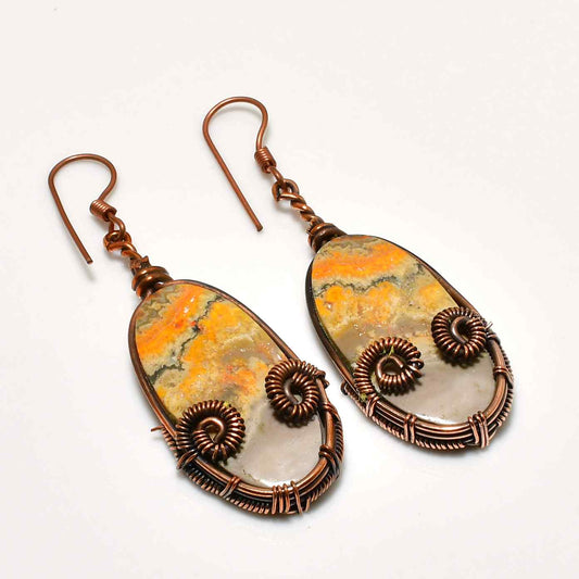 Gaia’s Embrace – Copper-Wrapped Agate Earrings