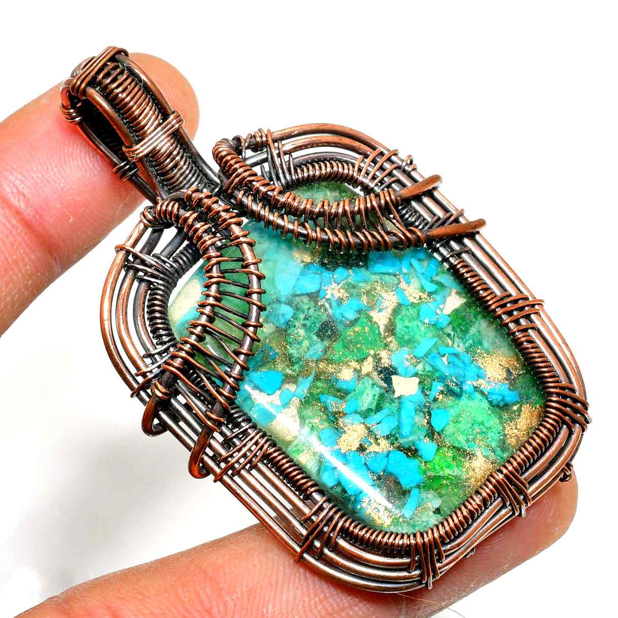 Ocean’s Embrace – Turquoise Copper Pendant