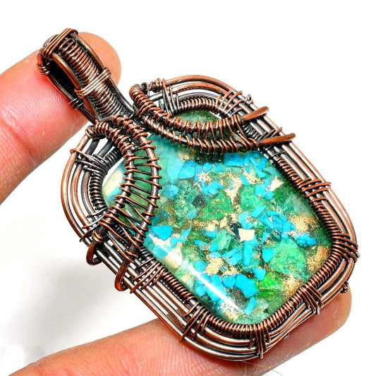 Ocean’s Embrace – Turquoise Copper Pendant