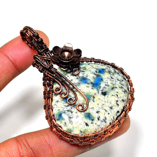 Ezra’s Veil – Oxidized Copper & Natural Stone Pendant