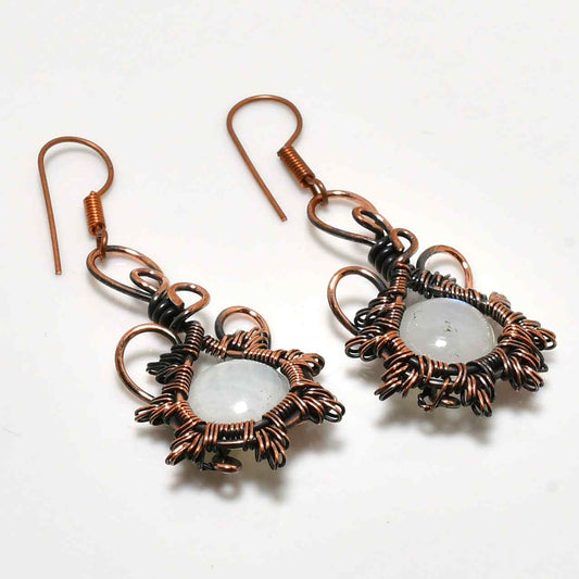 Moonlit Muse – Oxidized Copper Moonstone Earrings