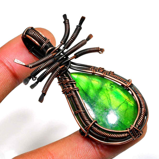 Gaia’s Embrace – Green Gem Copper Pendant
