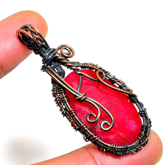 Scarlet Ember – Ruby & Copper Pendant
