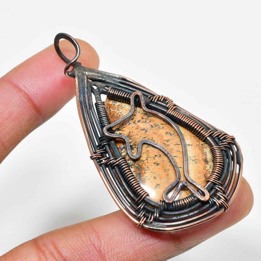 Grounded Grace – Copper Wire-Wrapped Stone Pendant