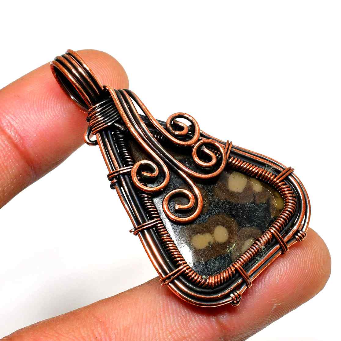 Gaia’s Embrace – Copper-Wrapped Natural Stone Pendant