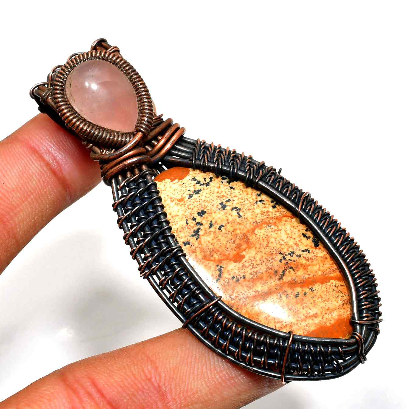 Gaia’s Embrace – Natural Stone Copper Pendant