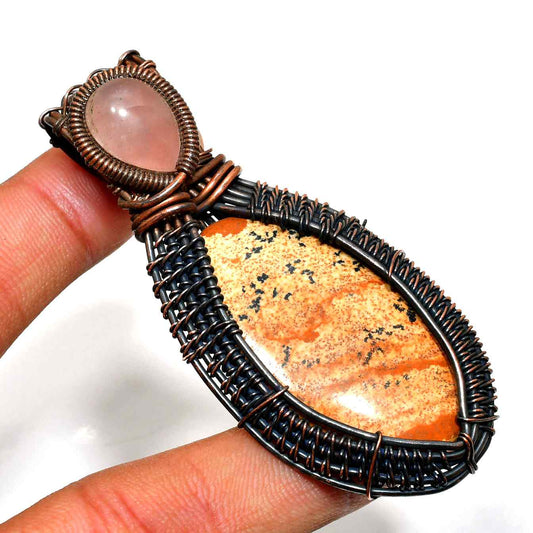 Gaia’s Embrace – Natural Stone Copper Pendant