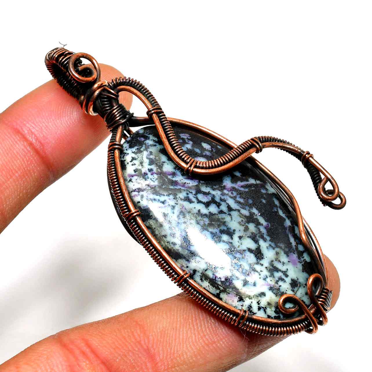 Gaia’s Embrace – Copper-Wrapped Natural Stone Pendant