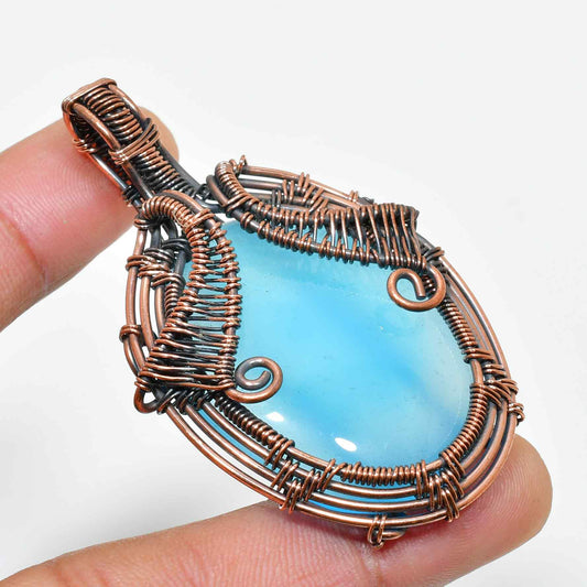 Celestial Drop – Aqua Blue Copper Pendant
