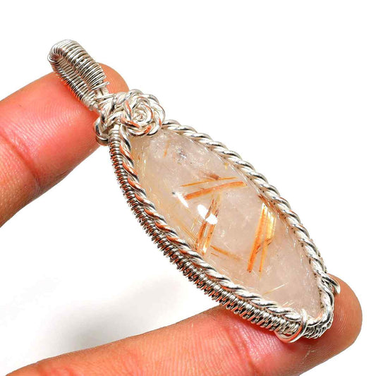 Auric Radiance – Rutilated Quartz Sterling Silver Pendant