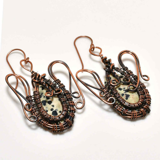 Dappled Dawn – Dalmatian Jasper Copper Earrings