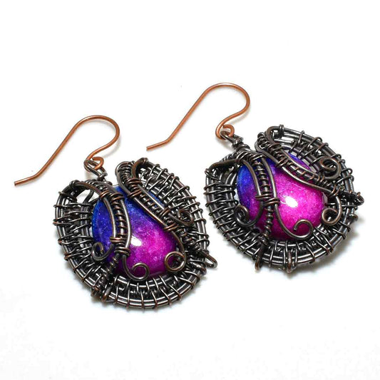 Ellara’s Embrace – Cosmic Galaxy Copper Earrings