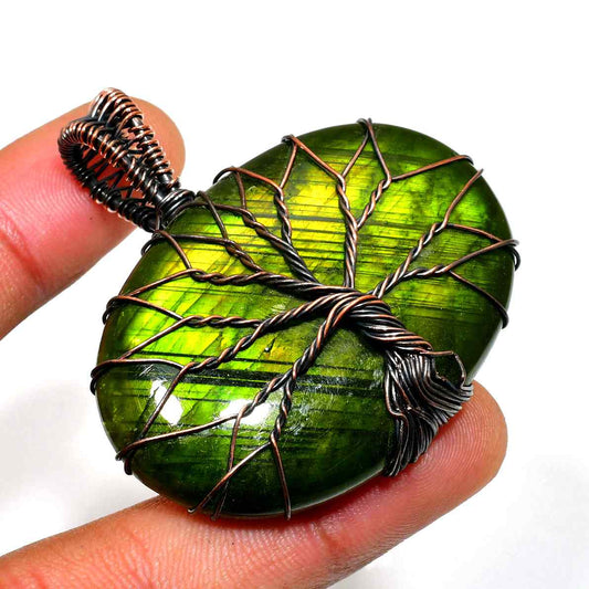 Gaia’s Embrace – Green Tourmaline & Copper Pendant