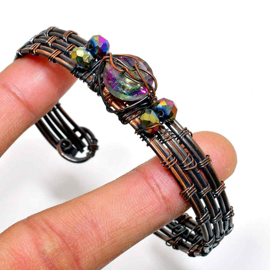 Aurora’s Embrace – Rainbow Quartz Copper Bracelet