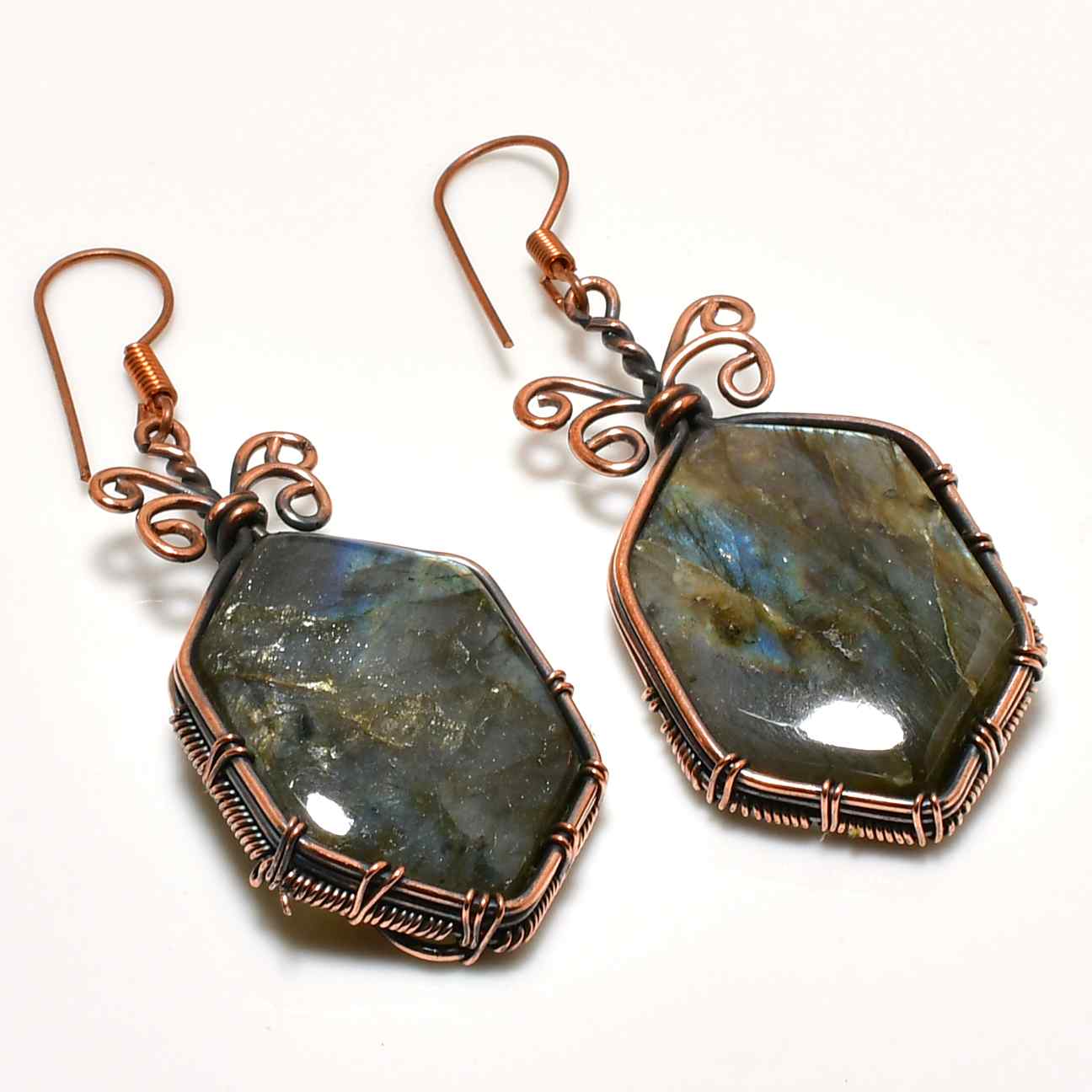 Luna’s Wisdom – Labradorite & Copper Earrings