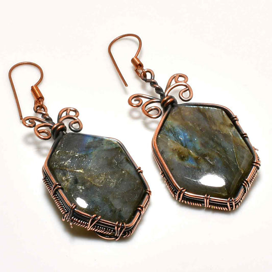 Luna’s Wisdom – Labradorite & Copper Earrings