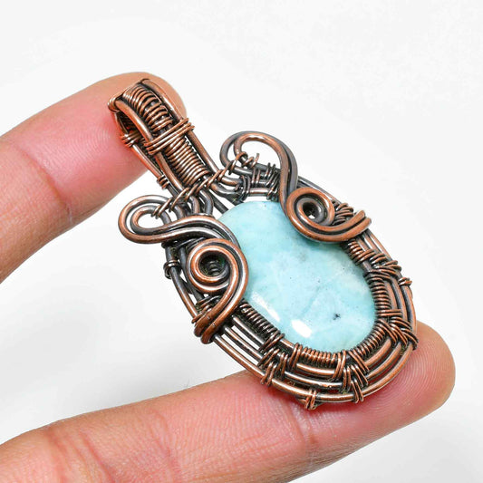 Serene Harmony – Amazonite & Oxidized Copper Pendant