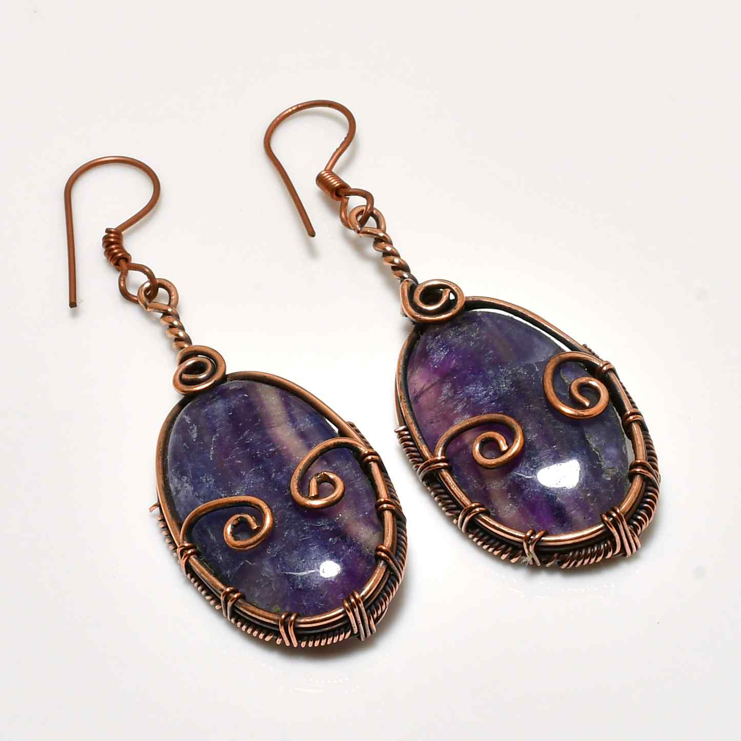 Mystic Harmony – Amethyst & Oxidized Copper Earrings
