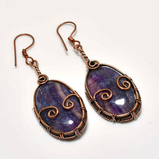 Mystic Harmony – Amethyst & Oxidized Copper Earrings