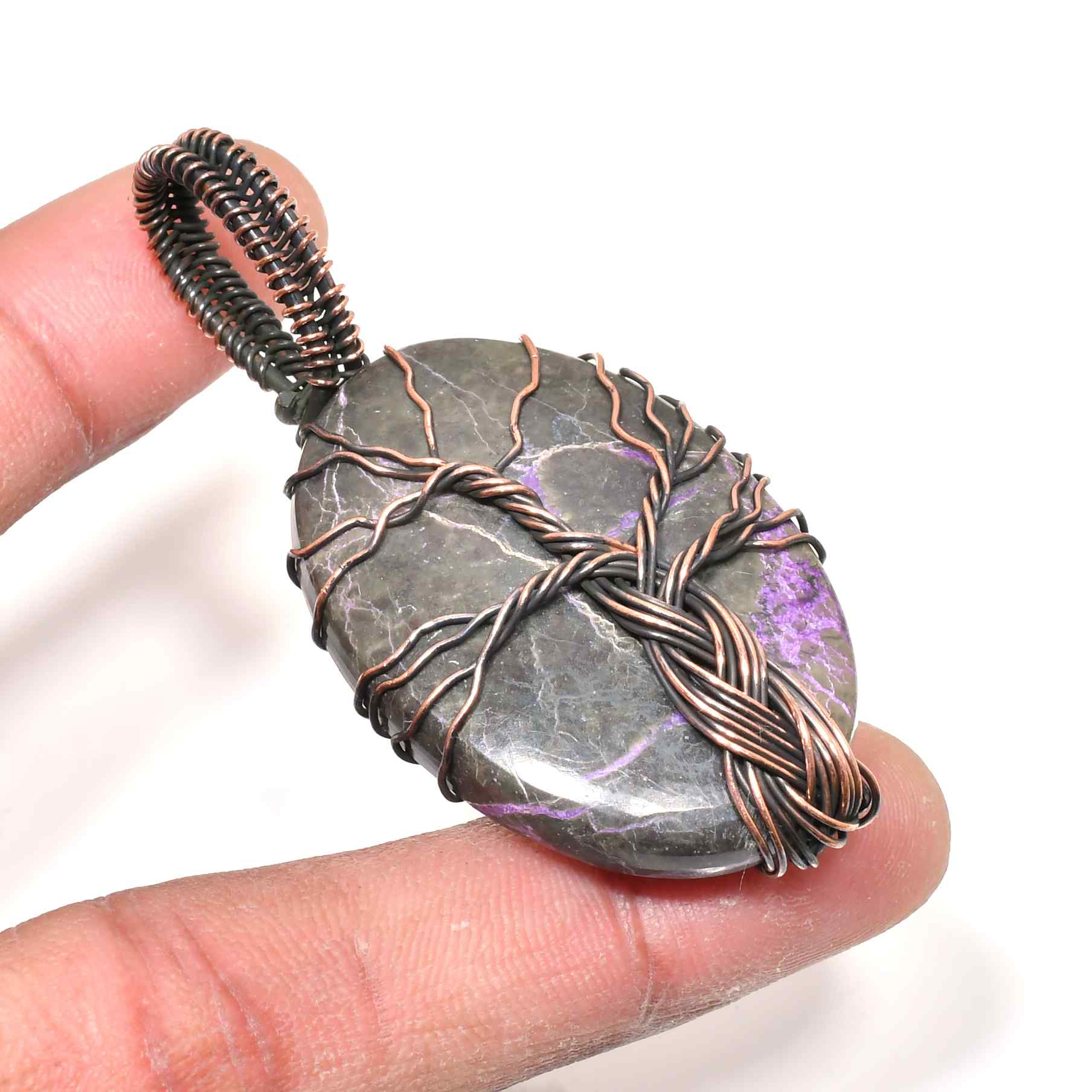 Ethereal Grove – Labradorite Copper Tree Pendant