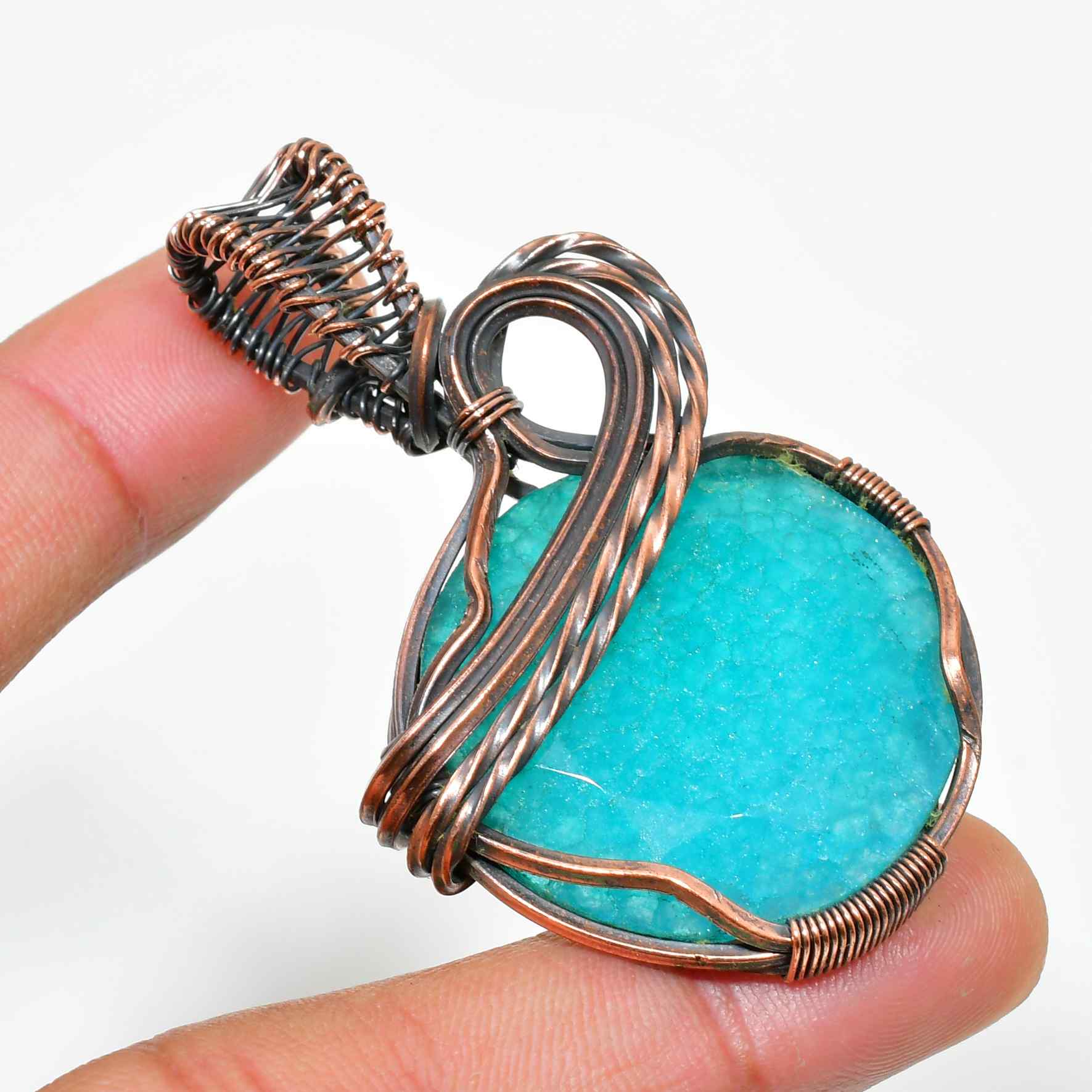 Aqua Radiance – Natural Turquoise & Copper Pendant