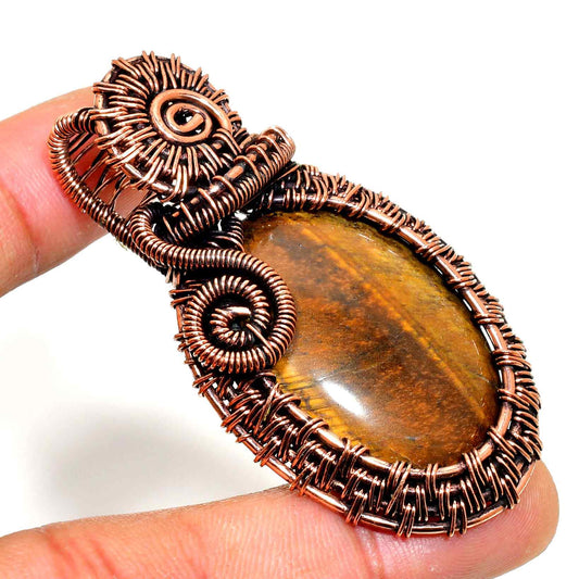 Golden Guardian – Handcrafted Tiger’s Eye & Copper Pendant