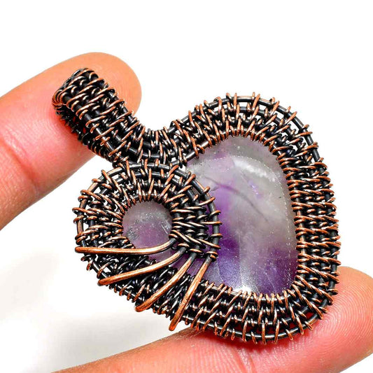Ezra’s Veil – Amethyst & Oxidized Copper Pendant